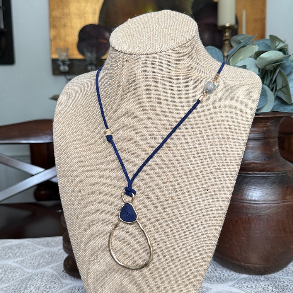 Long Blue and Gold Necklace